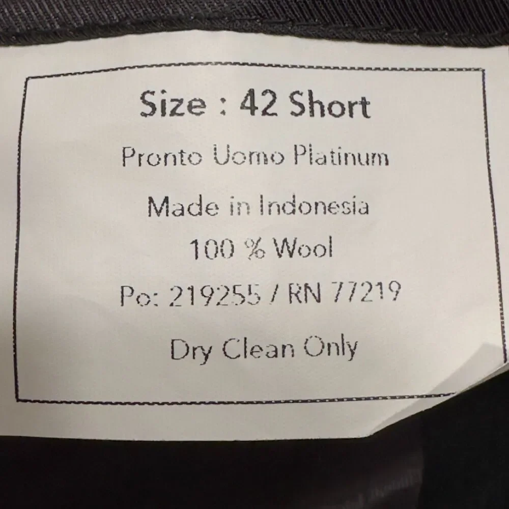 PRONTO UOMO Mens Blazer 42S Sport Coat Two Button Jacket Wool Charcoal Gray